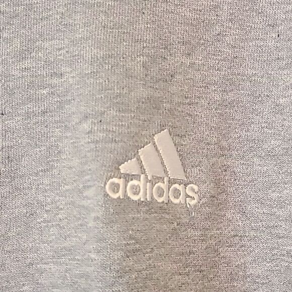adidas Women's Essentials 3-Stripes Quarter-Zip Sweatshirt Gray and White Size L - Picture 4 of 12